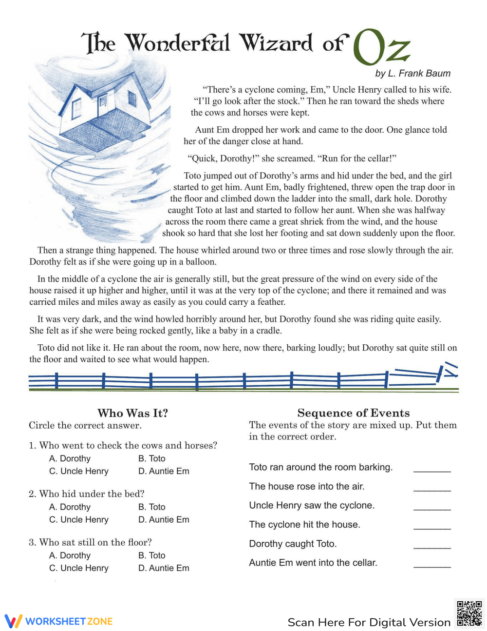 Reading Comprehension Worksheets Sequence Of Events