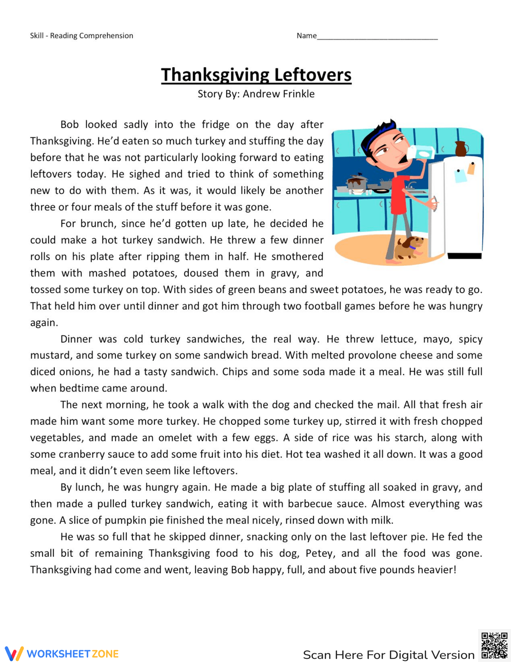 Grade 5 Thanksgiving Reading Comprehension PDF Worksheets 2025