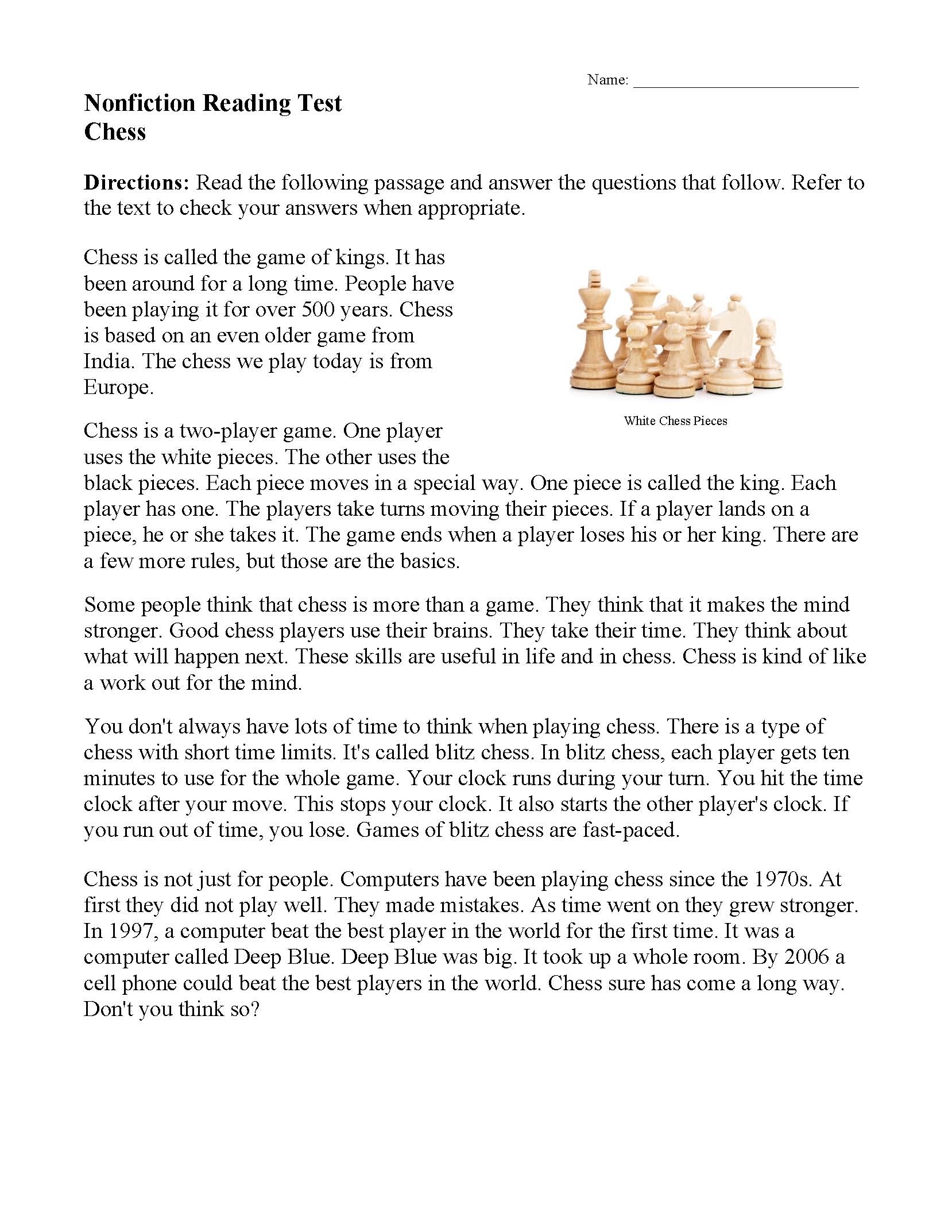Reading Comprehension Worksheets For 9th Grade