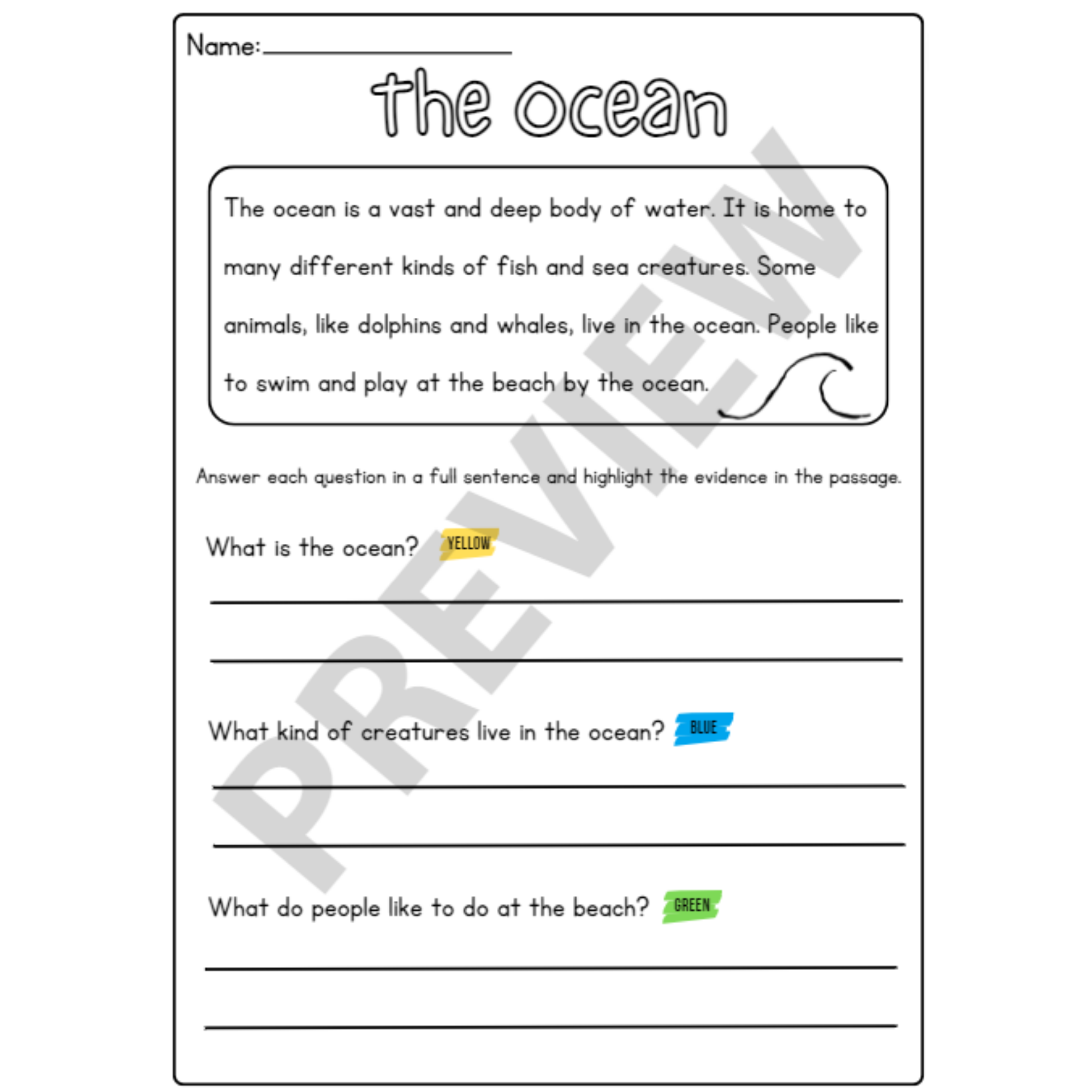 Reading Comprehension Worksheets Grade 3 Australia