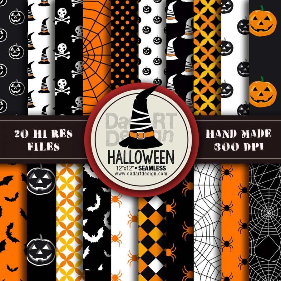 Halloween Patterns Digital Paper Pack 05 20 Printable Sheets 