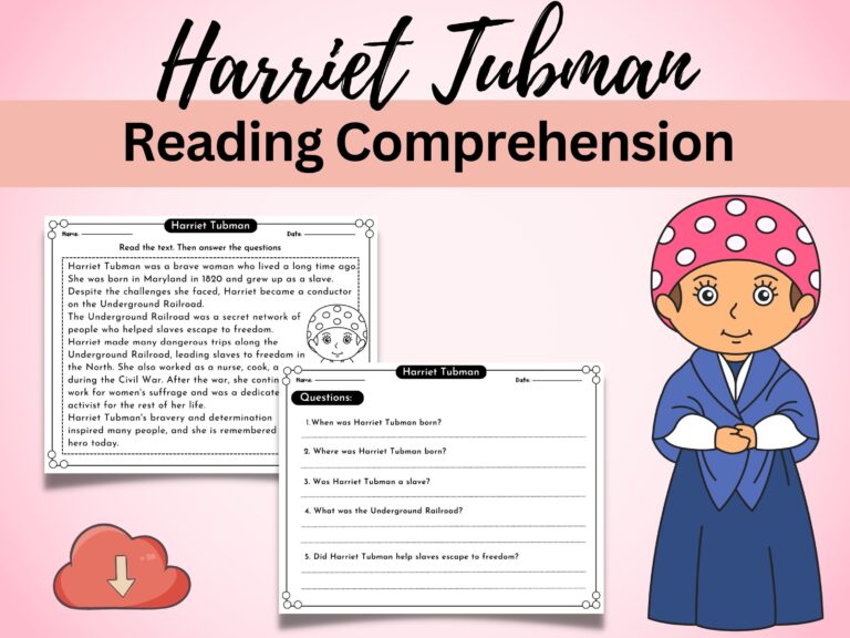 Harriet Tubman Reading Comprehension Passage Black History Month Social Studies Reading Comprehension Passages K 2 Printable Worksheets Etsy