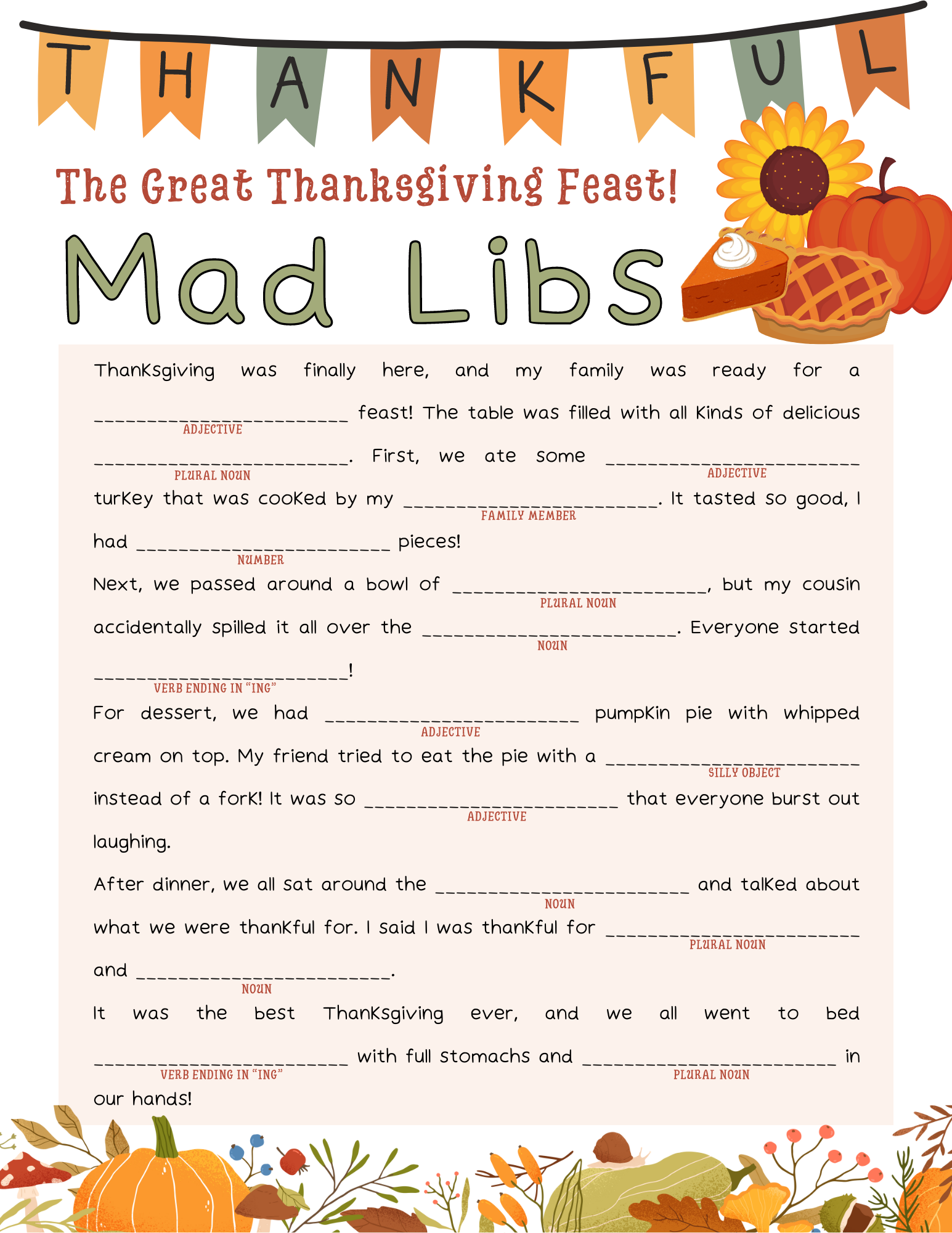 Free Printable Mad Libs For Kids
