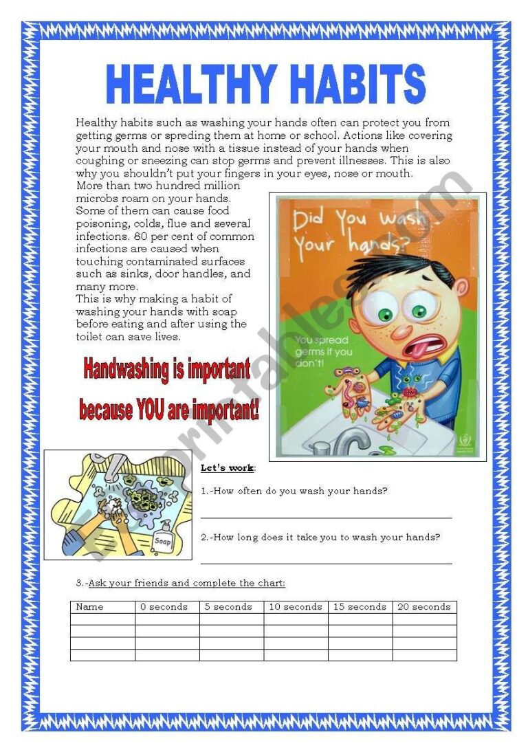 Healthy Habits ESL Worksheet By WiPo