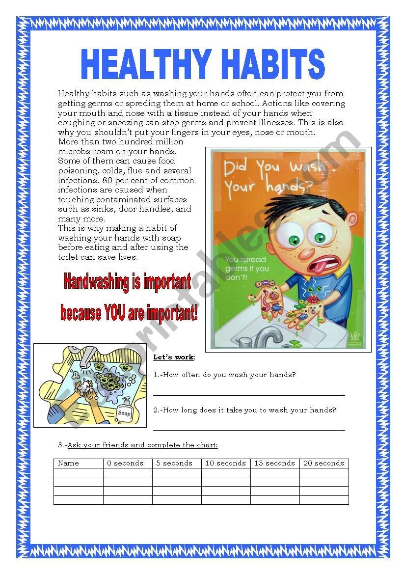 Healthy Habits ESL Worksheet By WiPo