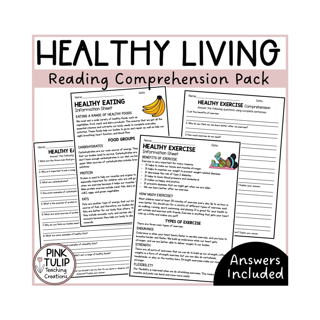 Healthy Eating Reading Comprehension Worksheets