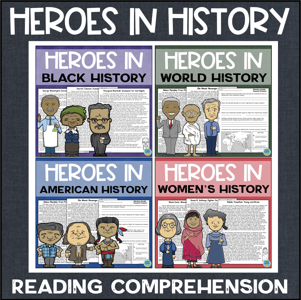Heroes In History Reading Comprehension BUNDLE Made By Teachers