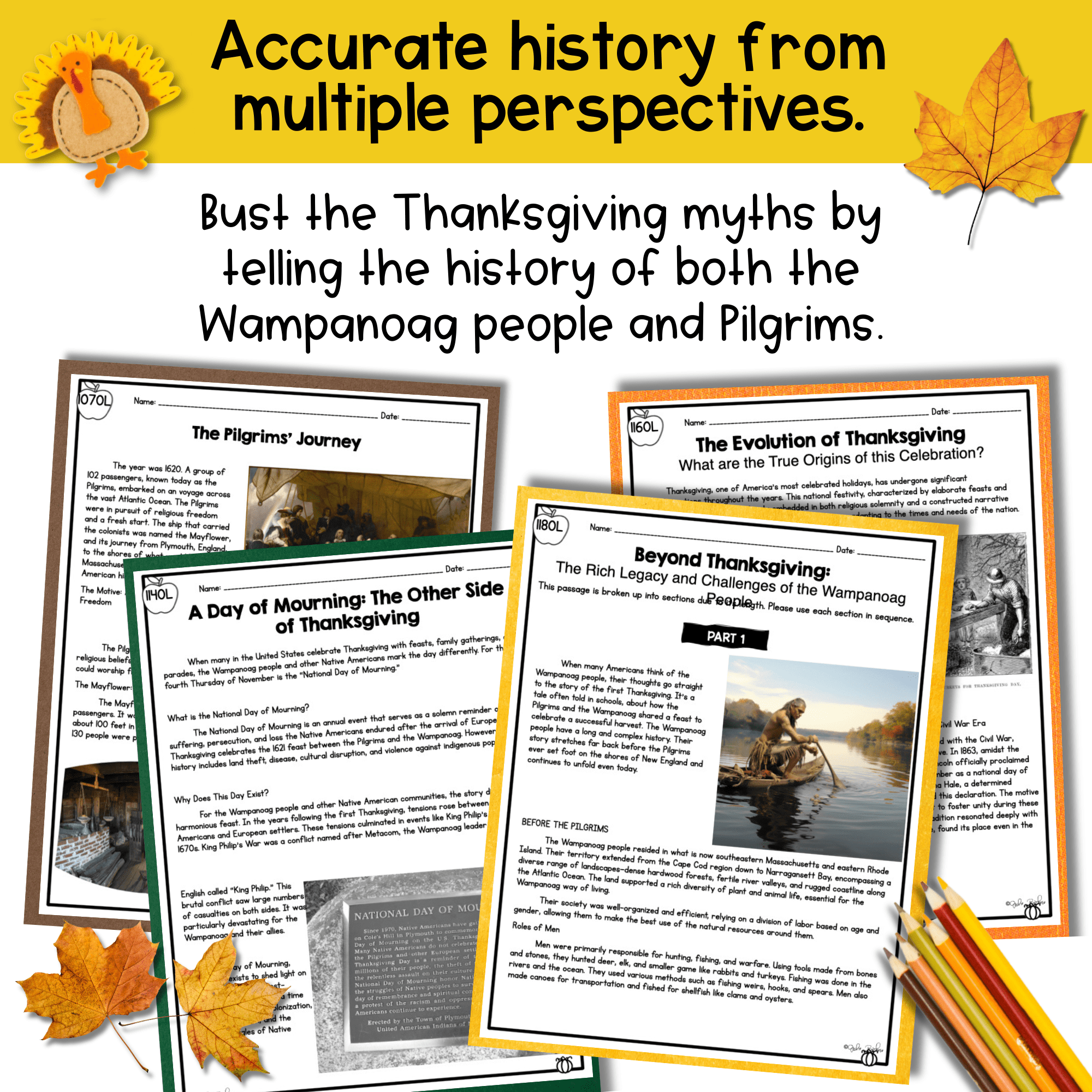 History Of Thanksgiving Reading Comprehension Middle School MagiCore