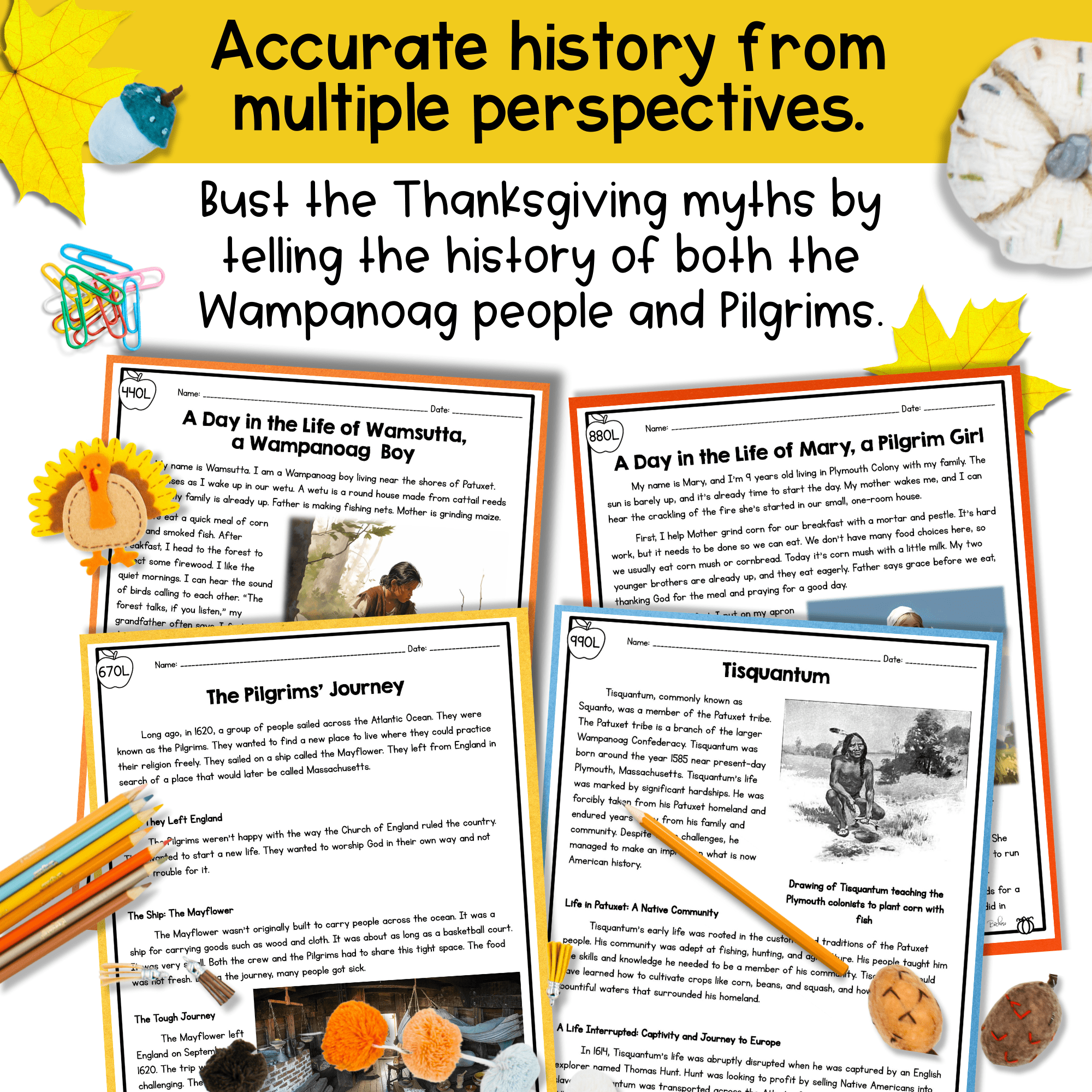 History Of Thanksgiving Reading Comprehension Passages MagiCore