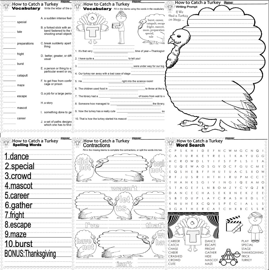 How To Catch A Turkey Thanksgiving Read Aloud Book Study Companion Comprehension Worksheets Made By Teachers