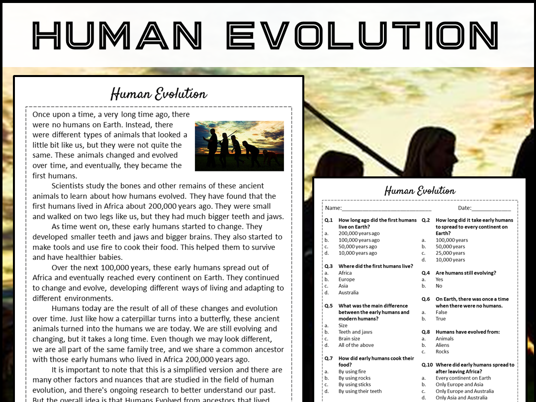 Human Evolution Reading Comprehension Passage And Questions PDF 