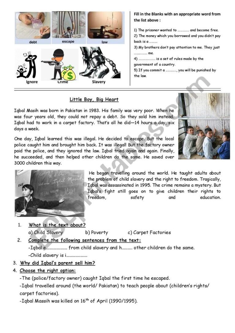Human Rights Reading Comprehension ESL Worksheet By Lagmidi