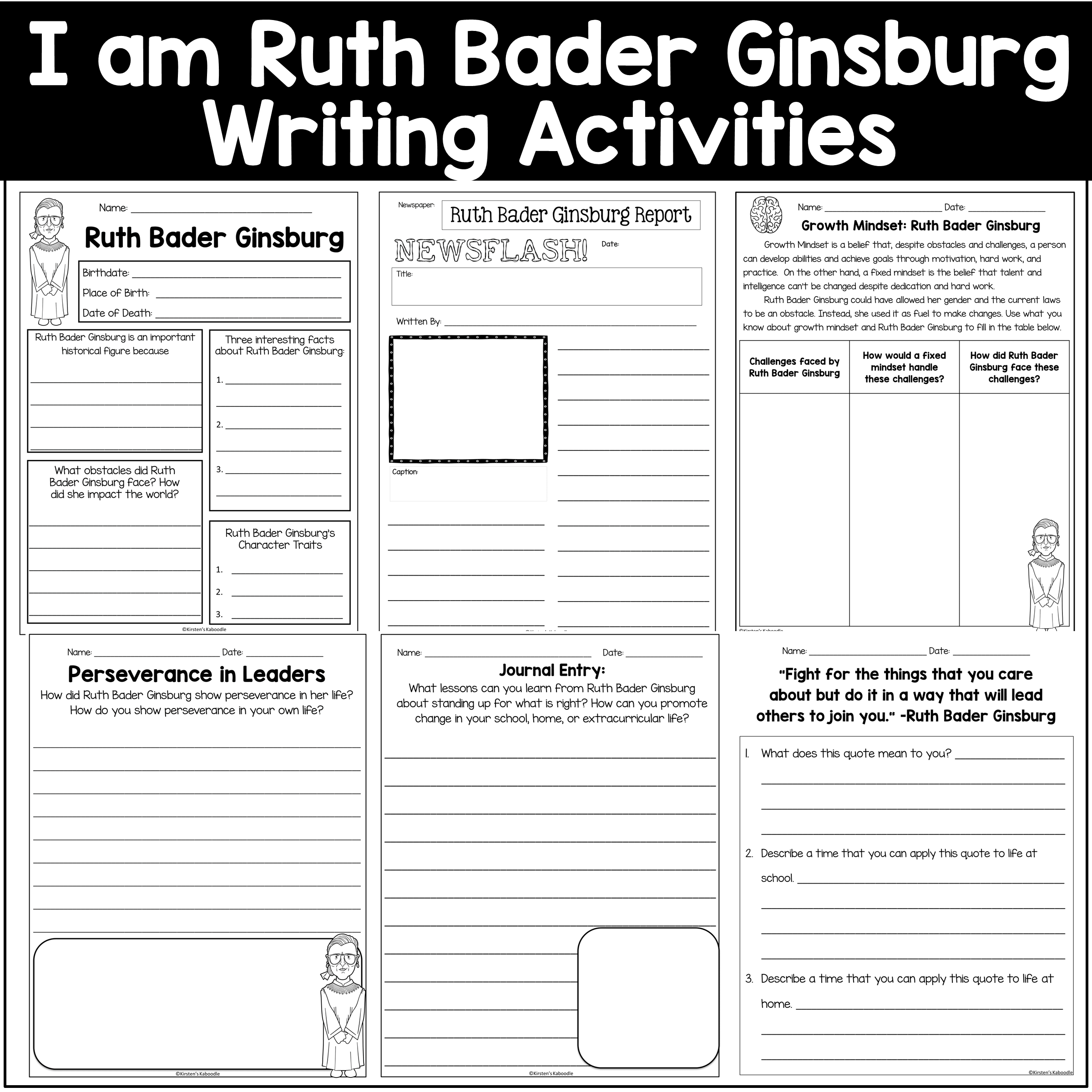 I Am Ruth Bader Ginsburg Activities 2nd 3rd 4th Grade