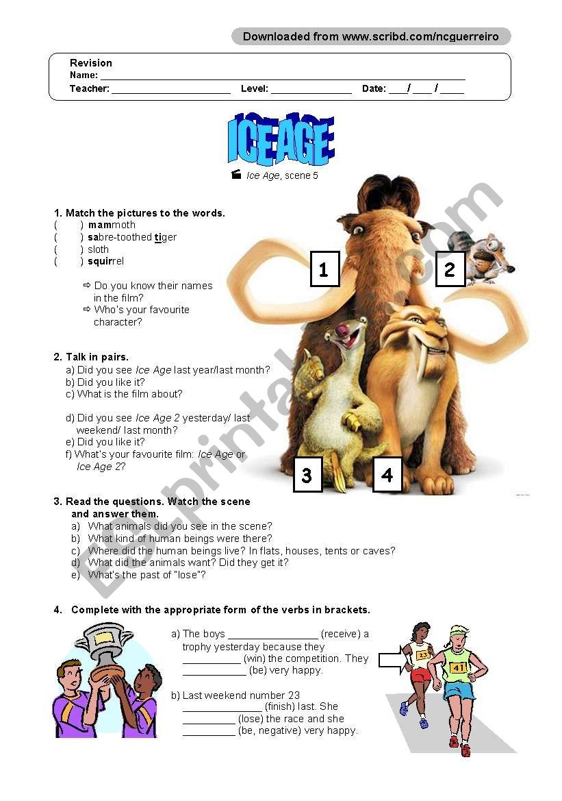 Ice Age Reading Comprehension Worksheets