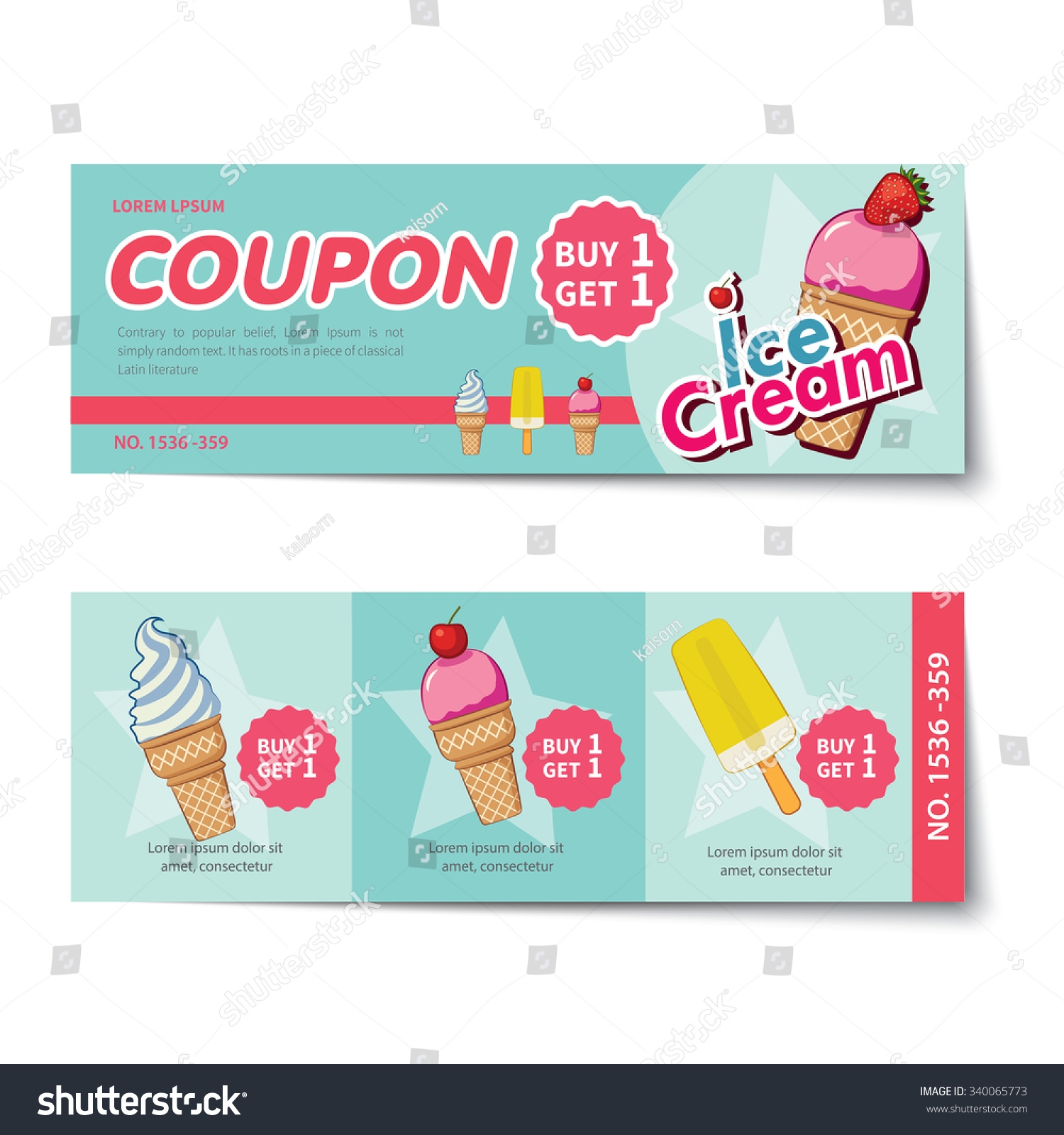 Ice Cream Coupon Discount Template Flat Stock Vector Royalty Free 340065773 Shutterstock