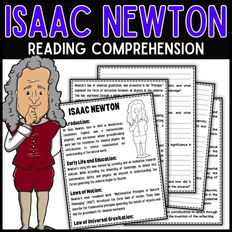 Isaac Newton Reading Comprehension Passage U0026 Questions Made By 