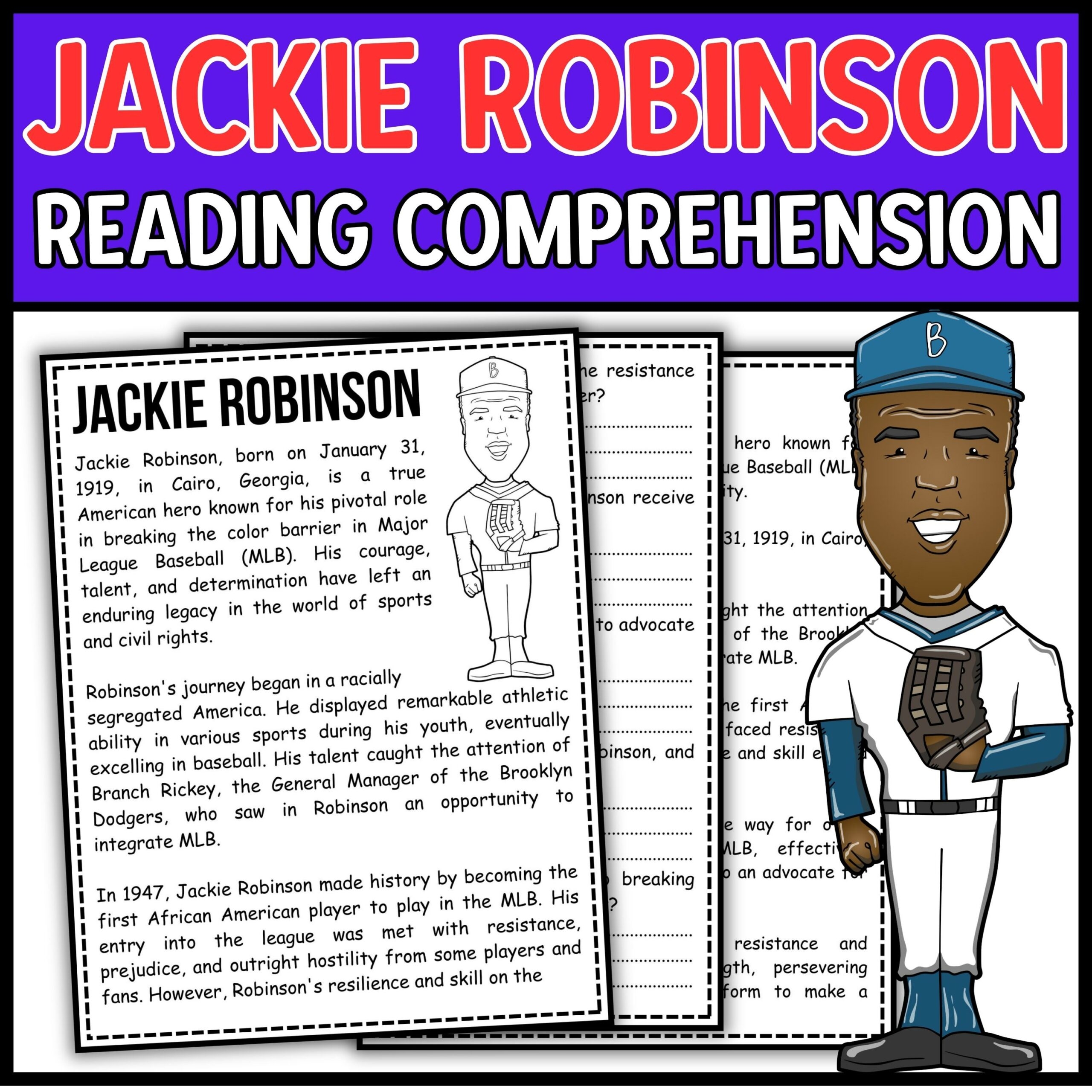 Jackie Robinson Reading Comprehension Passage U0026 Questions Made 