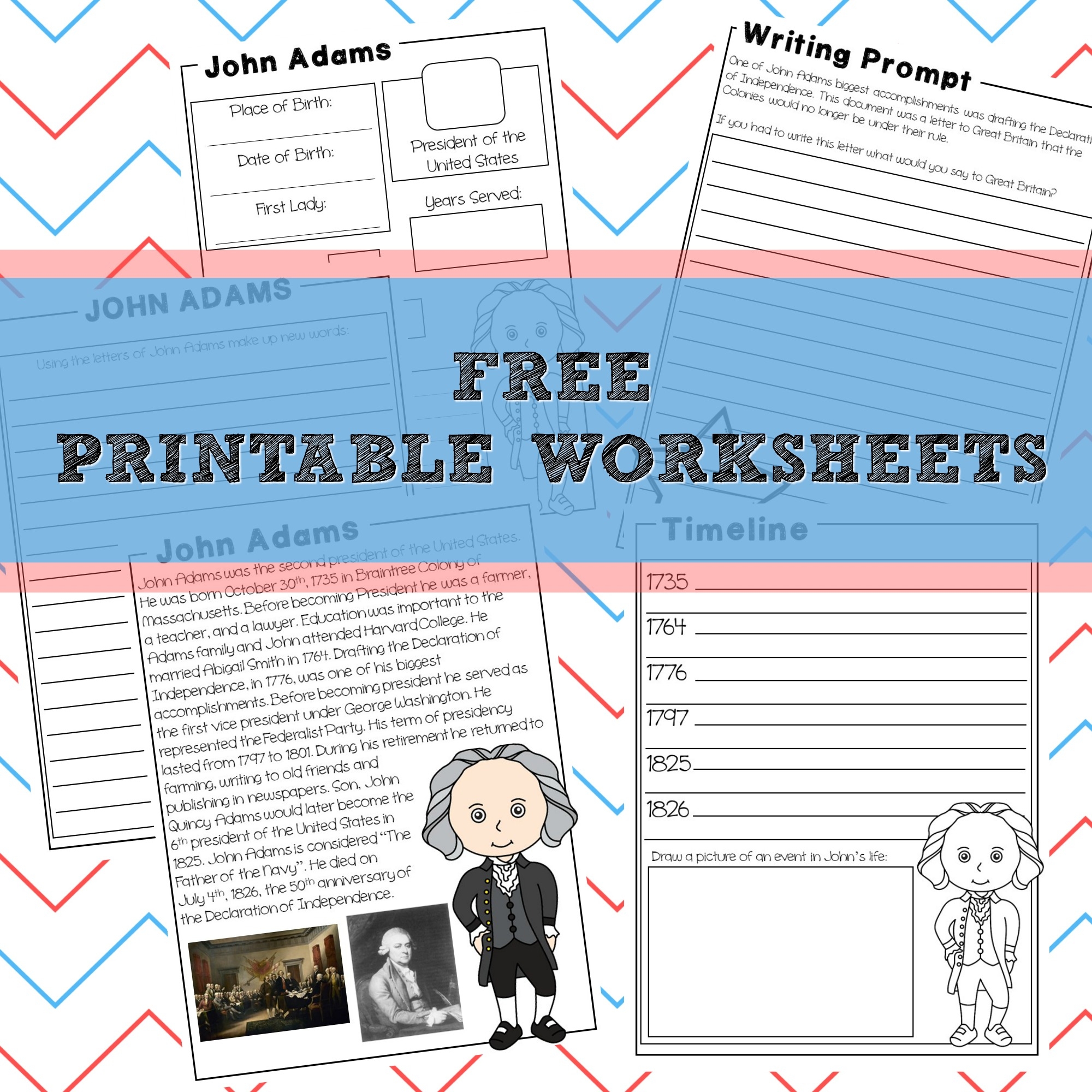 John Adams Homeschool Unit Study American Presidents Social Studies History Free Printable Calm U0026 Wave