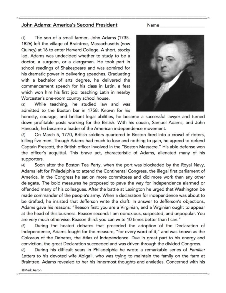 John Adams U S President Biography And Assessment Classful