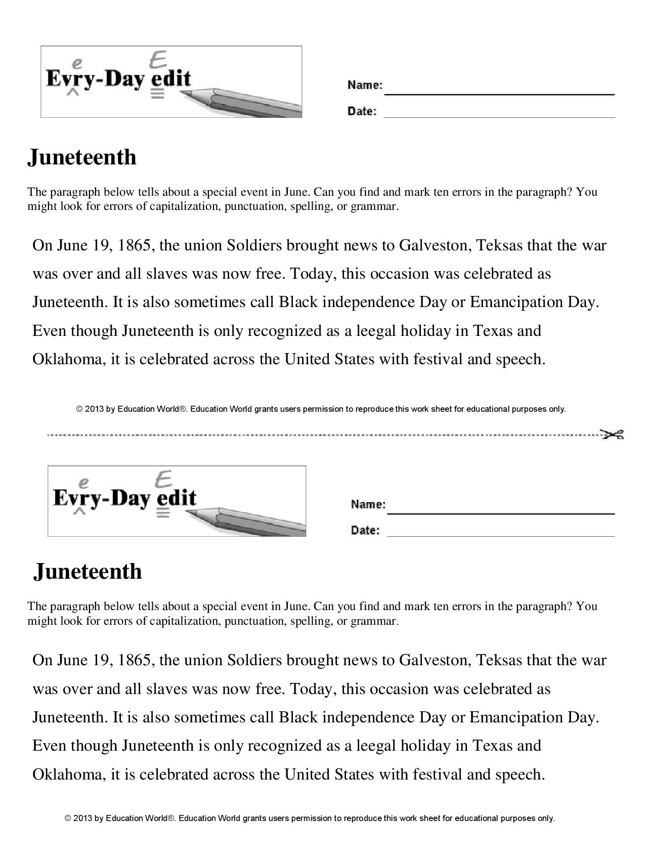 Juneteenth Education World