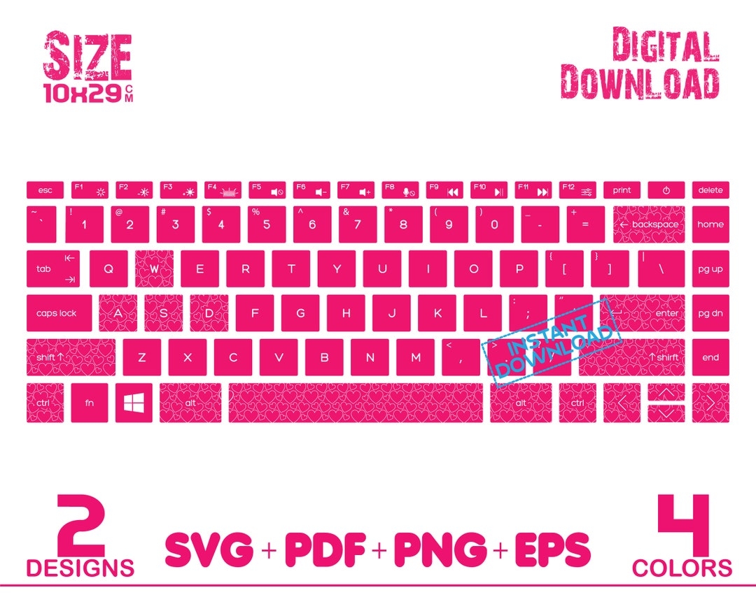 Keyboard Printable Stickers Window Laptop Decal Clipart Pack Of 4 Instant Digital Download Etsy