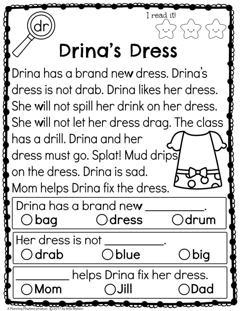 Kindergarten Reading Comprehension 2 Planning Playtime