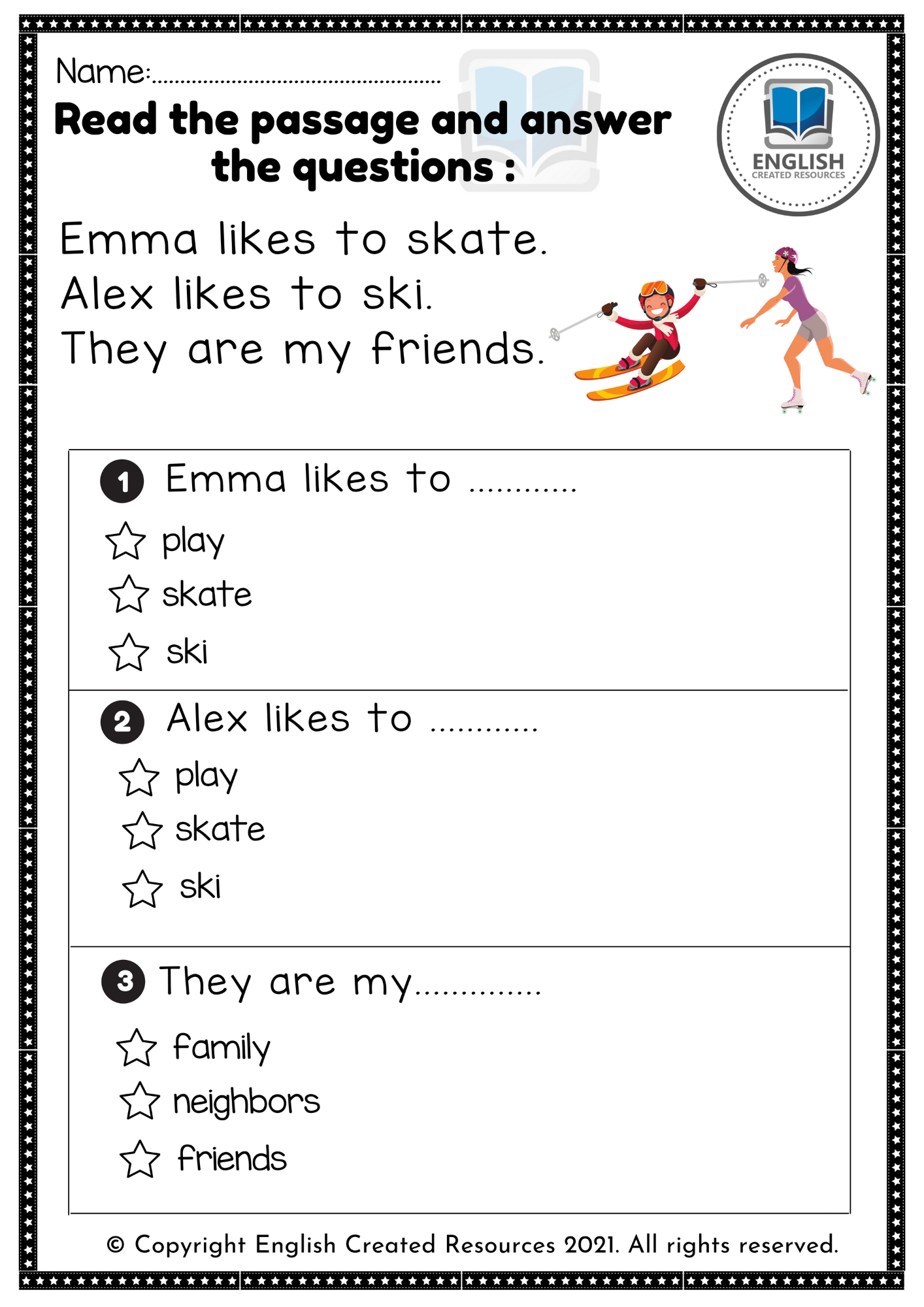Reading Comprehension Worksheet For Kindergarten Pdf