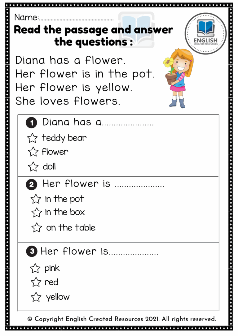 Kindergarten Reading Comprehension Worksheets English Created Worksheets Library