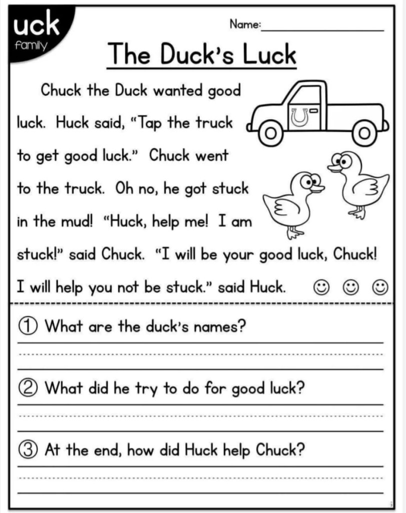 Kindergarten Reading Comprehension Worksheets Superstar 