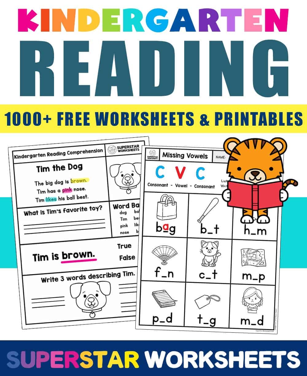 Kindergarten Reading Worksheets Superstar Worksheets