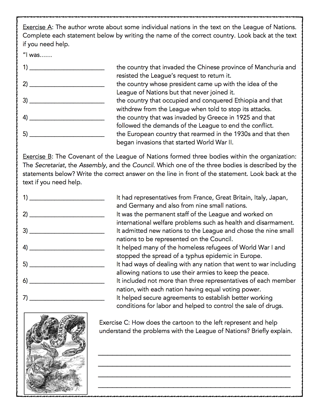 League Of Nations Reading Comprehension Passage And Assessment Classful