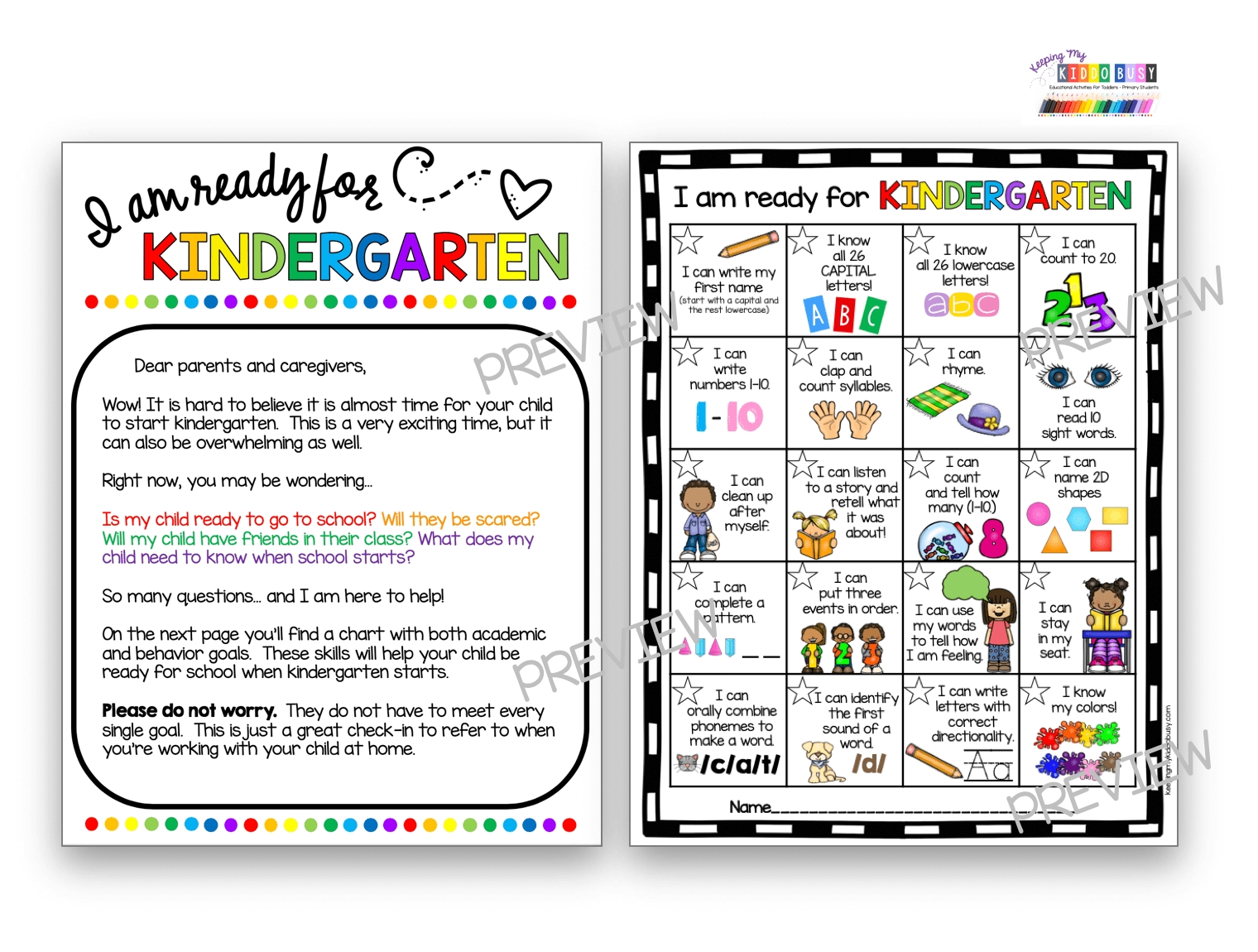 Lets Get Ready For Kindergarten Curriculum FREE WEEK Keeping Worksheets Library