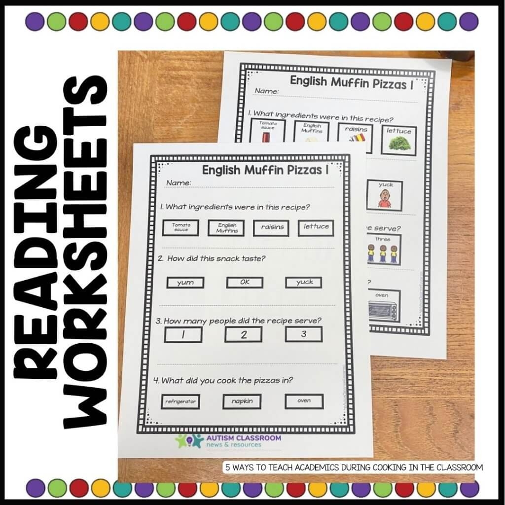 Reading Recipe Reading Comprehension Worksheets