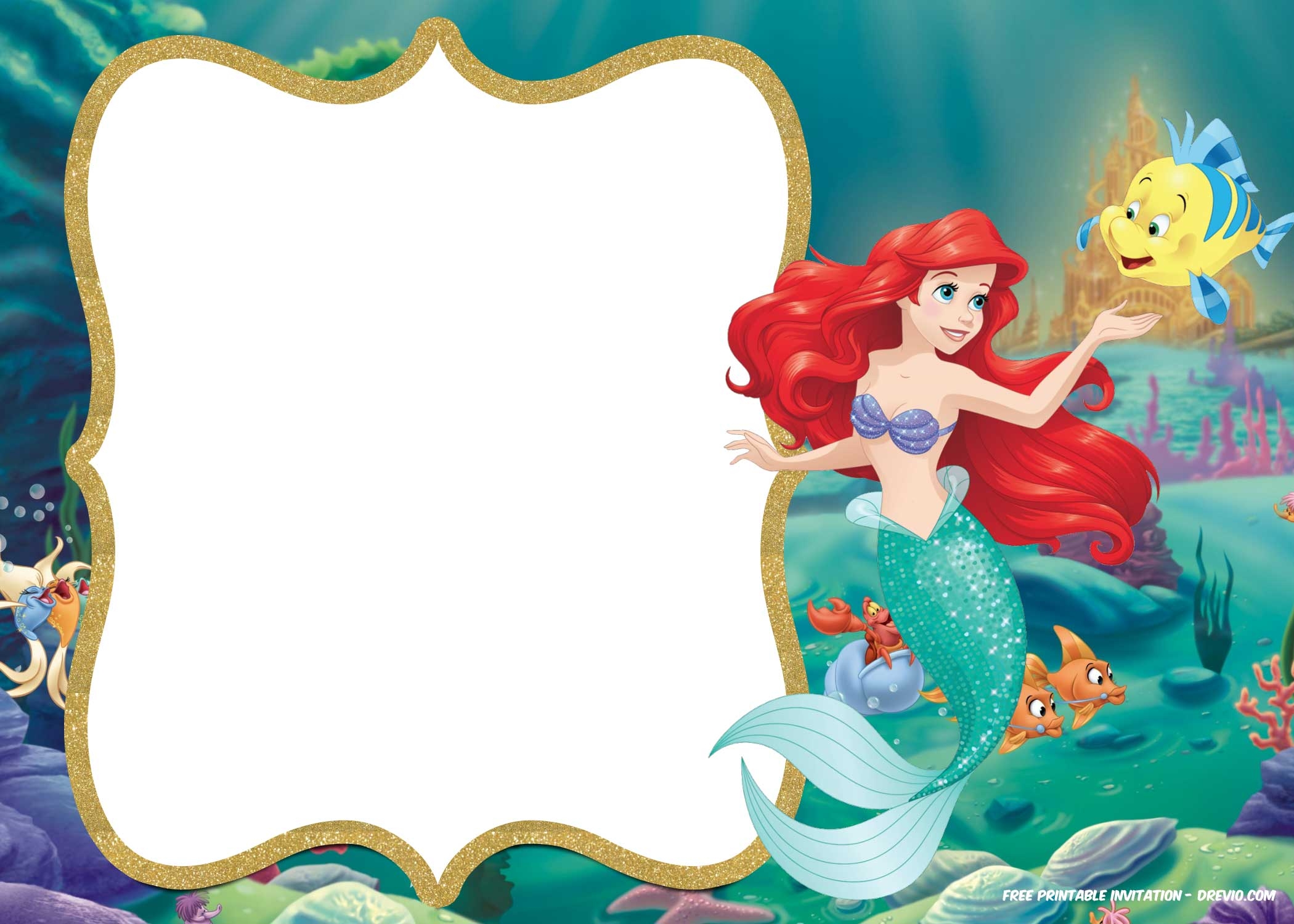 Little Mermaid Royal Invitation Templates