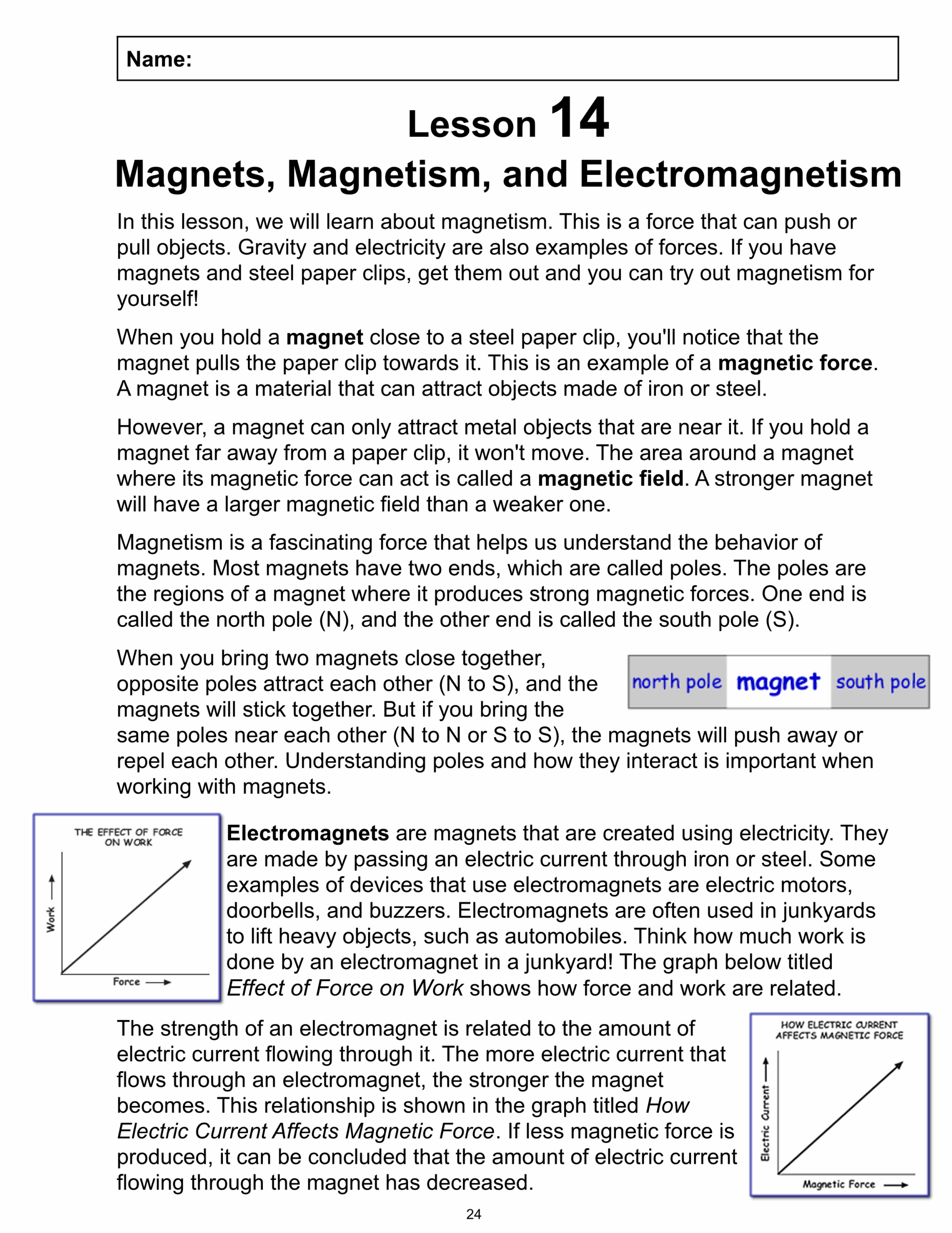 Magnets And Electromagnets Worksheet Magnet Lesson Sales 