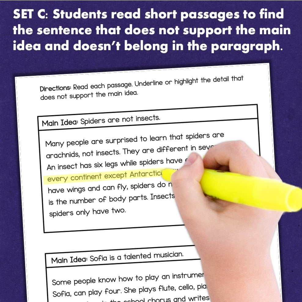 Reading Comprehension Worksheets Finding Main Idea