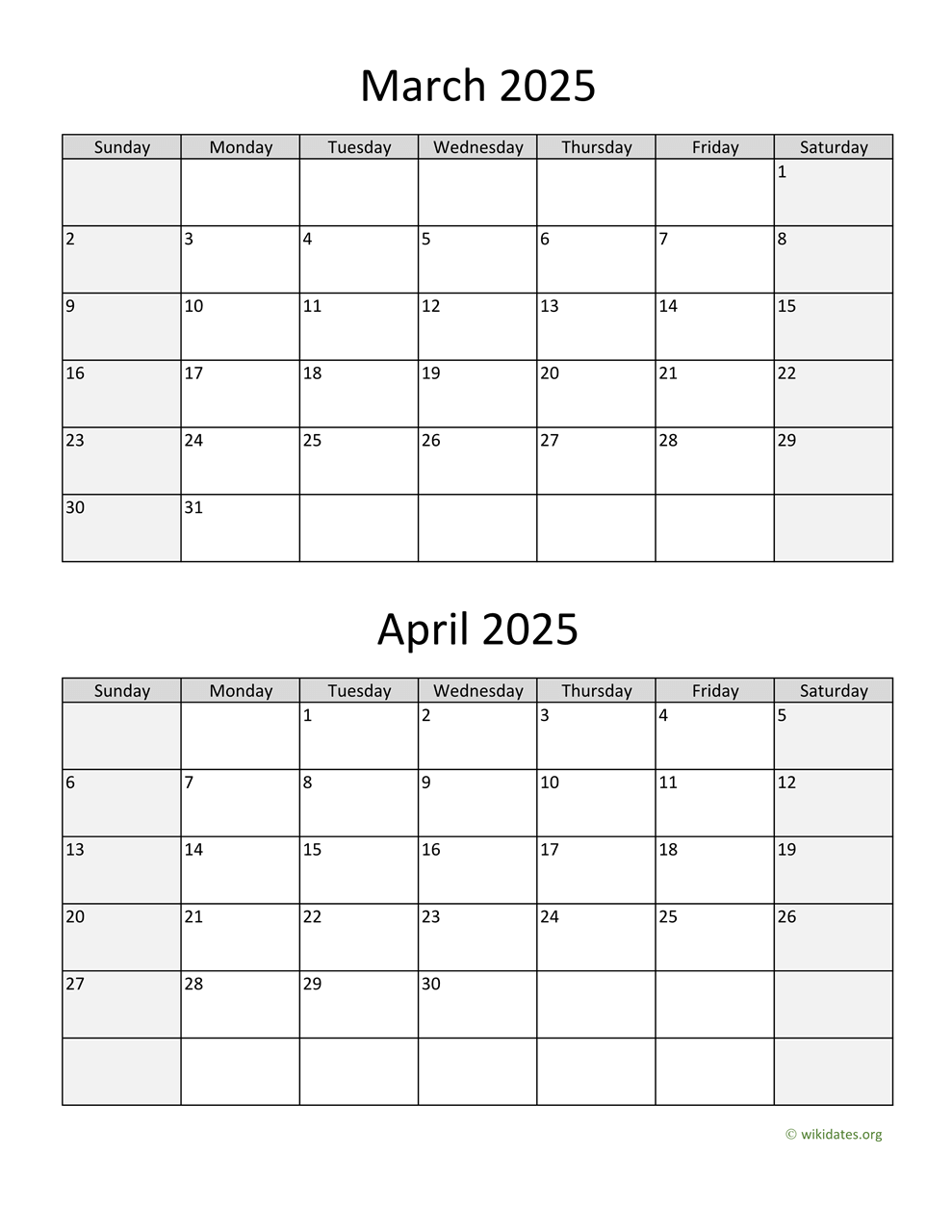 March April May June 2025 Calendar