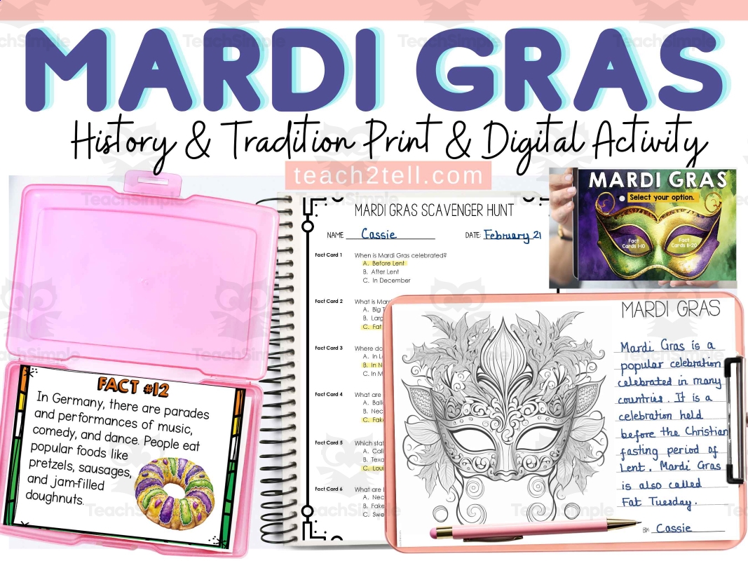 Mardi Gras Printables Mardi Gras Games Mardi Gras Reading Comprehension Activities Mardi Gras Scavenger Hunt For Kids Fat Tuesday By Teach Simple