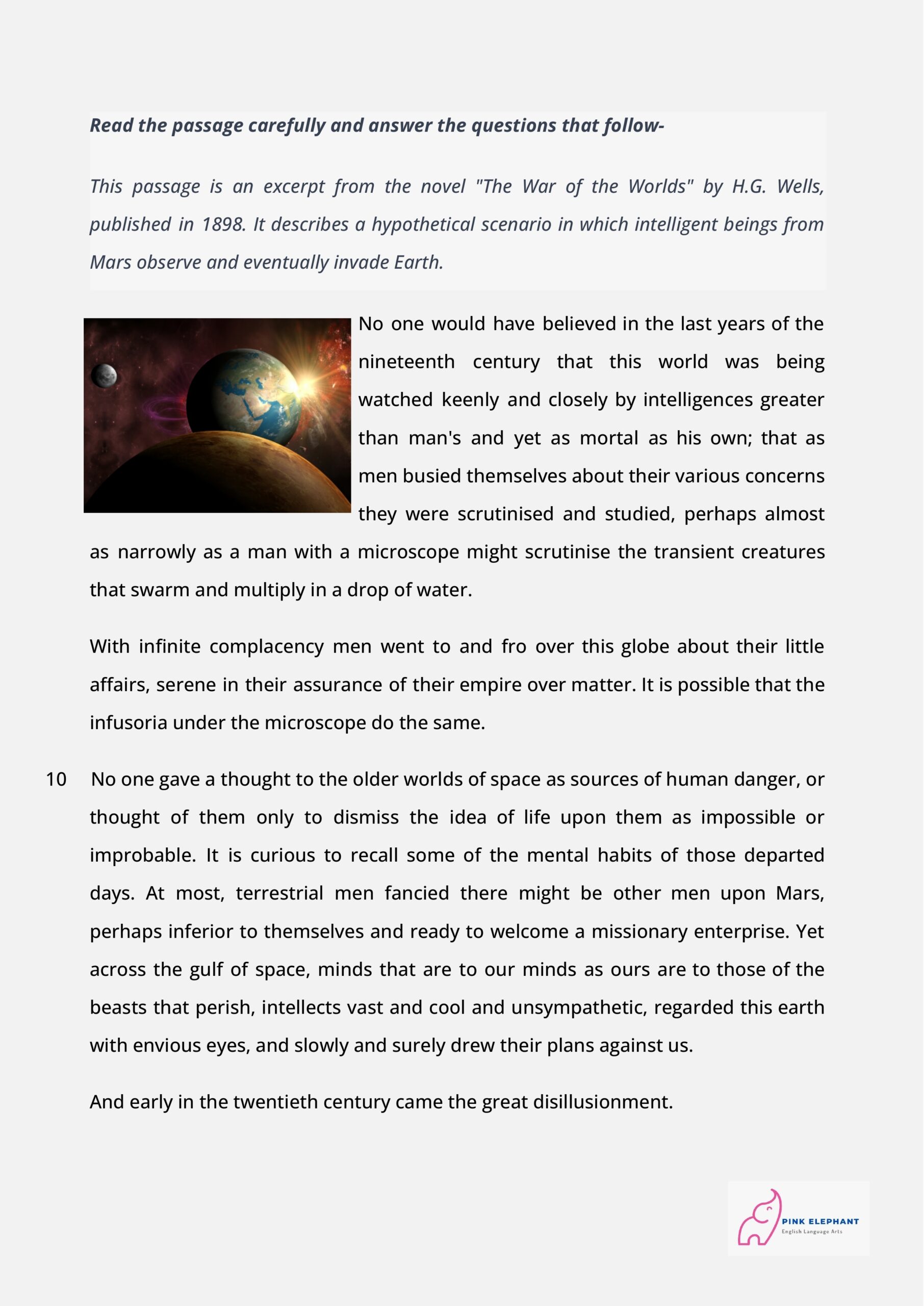 Martian Invasion Science Fiction Multiple Choice Reading 