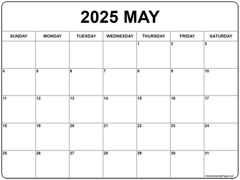 May 2025 Calendar Free Printable Calendars