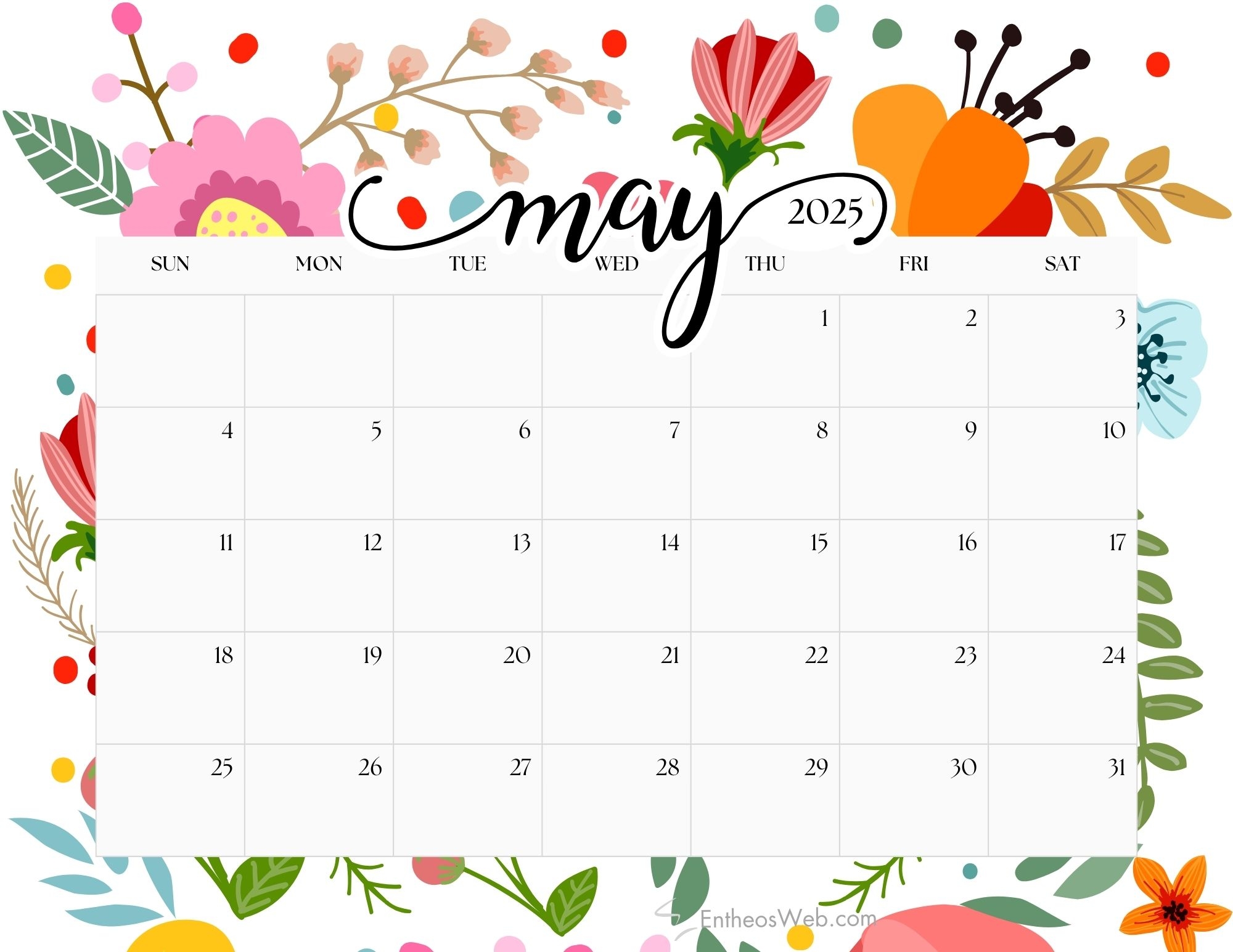 Blank May 2025 Calendar
