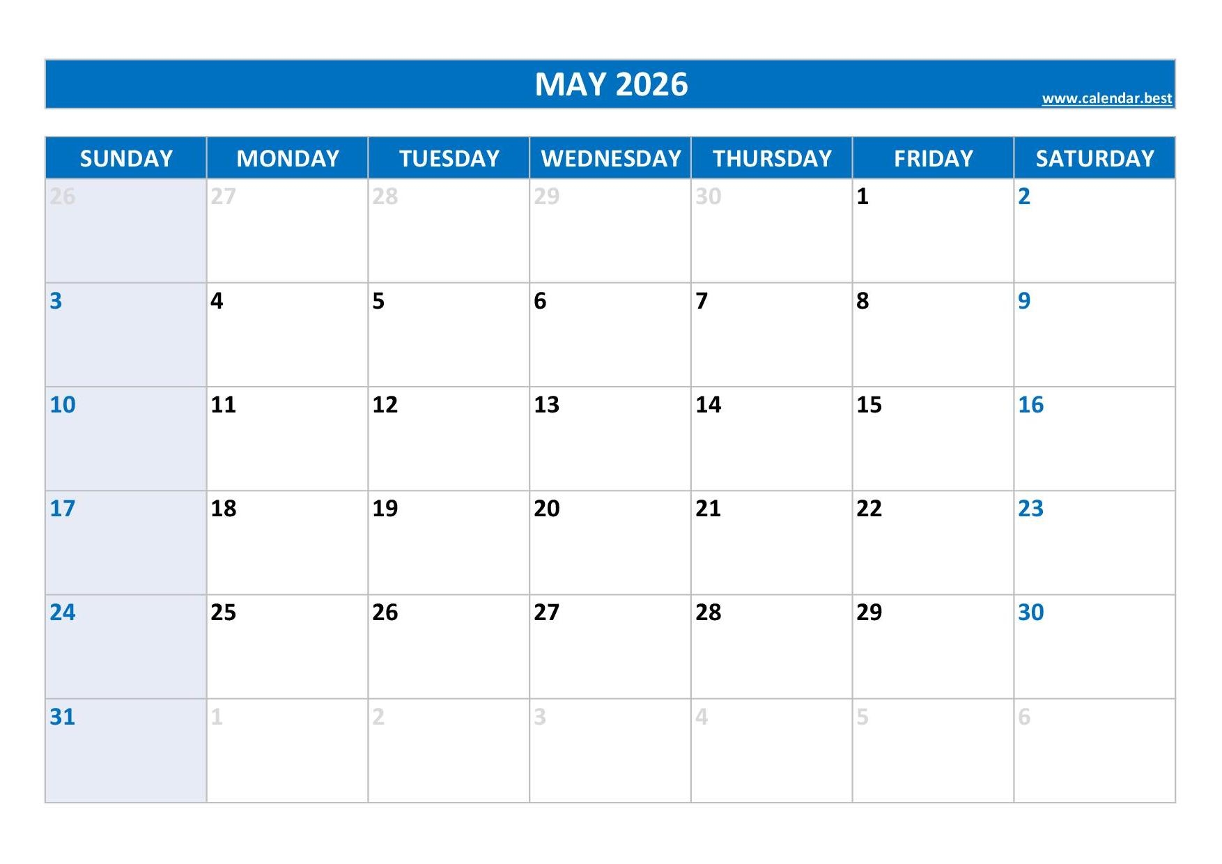 May 5 2026 Calendar