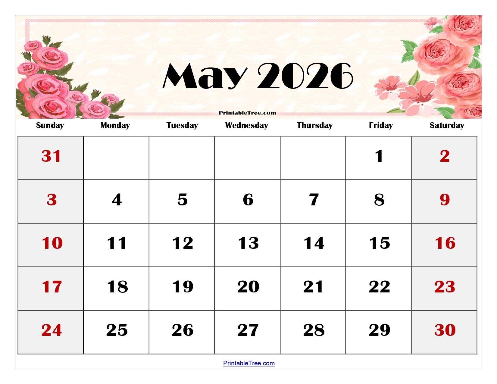 May 2026 Printable Calendar
