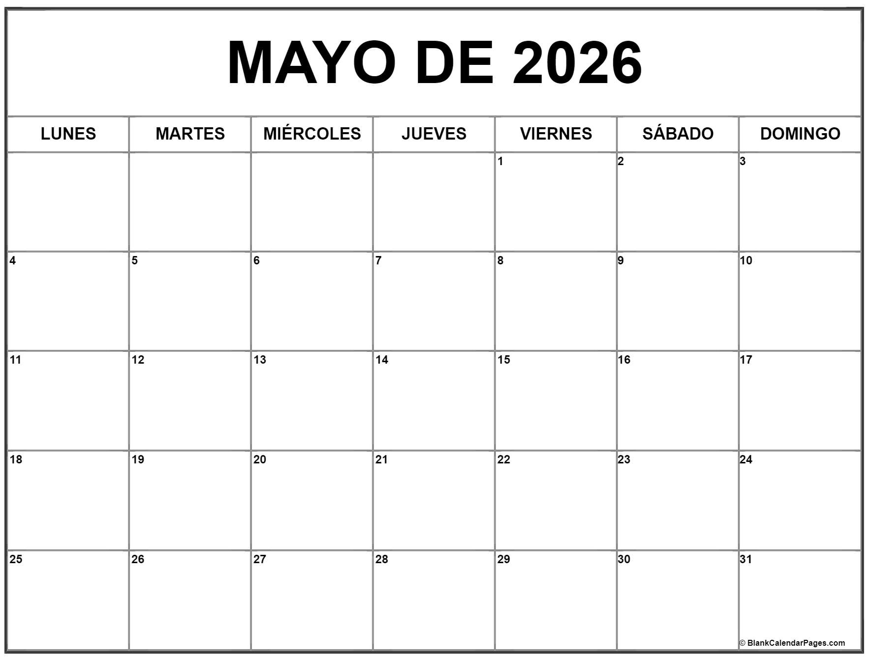 Mayo De 2026 Calendario Gratis Calendario Mayo