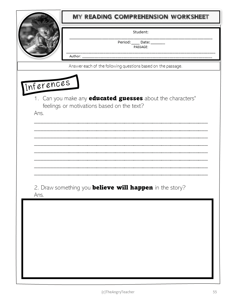 MIDDLE SCHOOL READING COMPREHENSION QUESTIONS TASK CARDS AND Worksheets Library