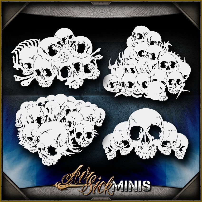 Mini Skull Background Set 3 Airbrush Stencil Template Airsick EBay