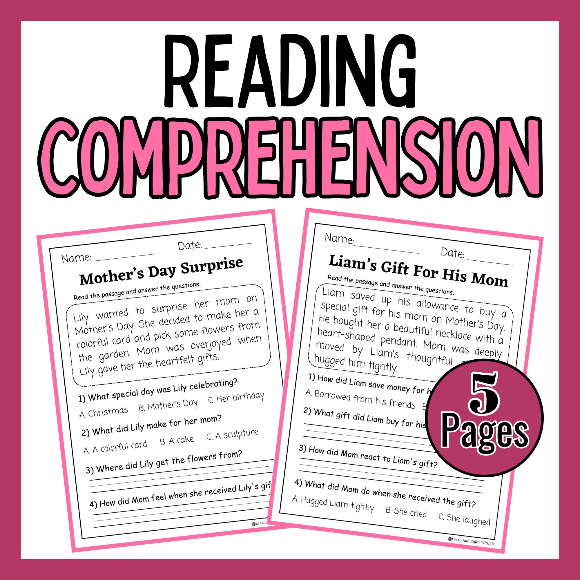 Mother's Day Reading Comprehension Worksheet