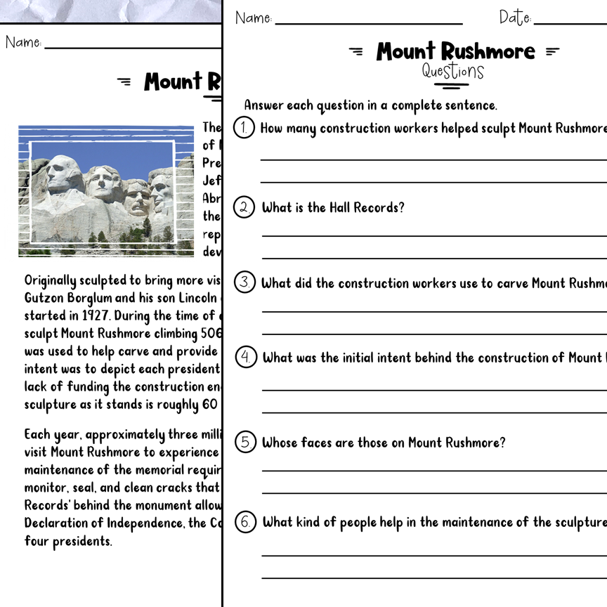 Mount Rushmore Part Of Landmarks In The USA Distance Learning Made By Teachers