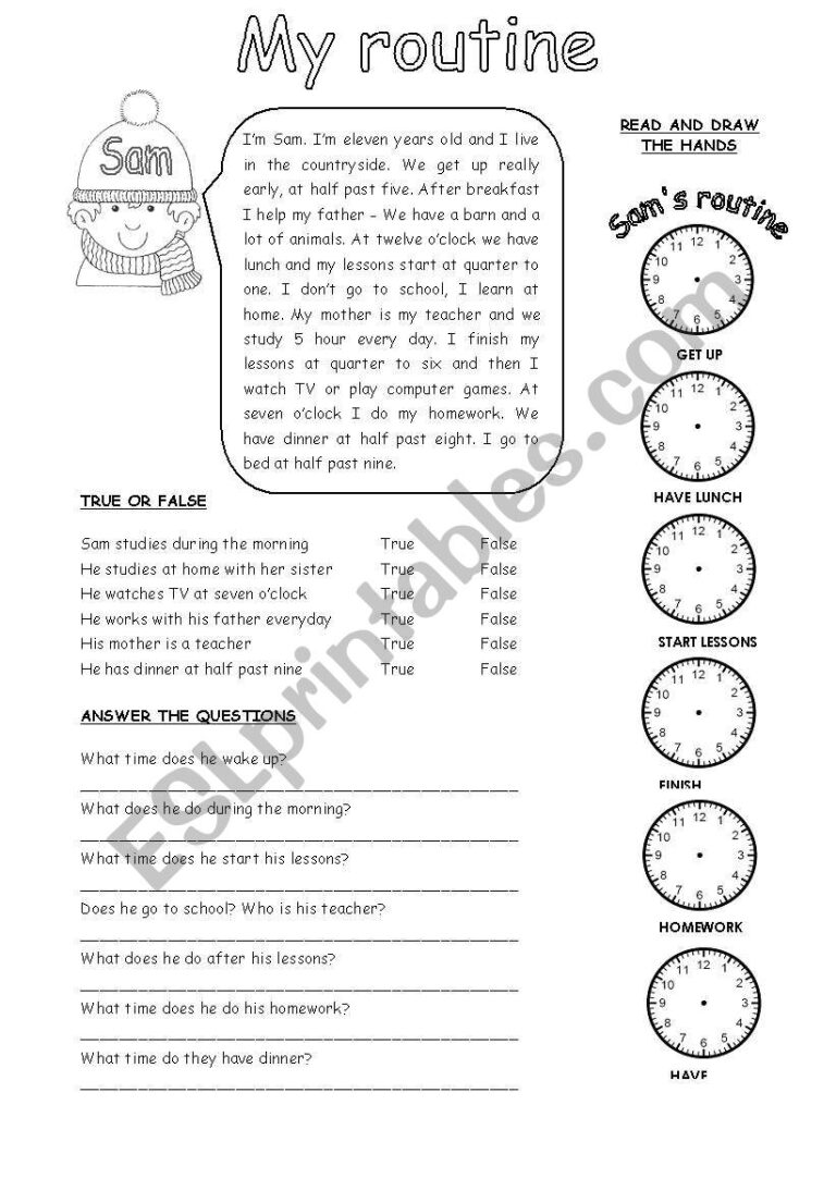 My Routine 2 ESL Worksheet By Miss cecilia