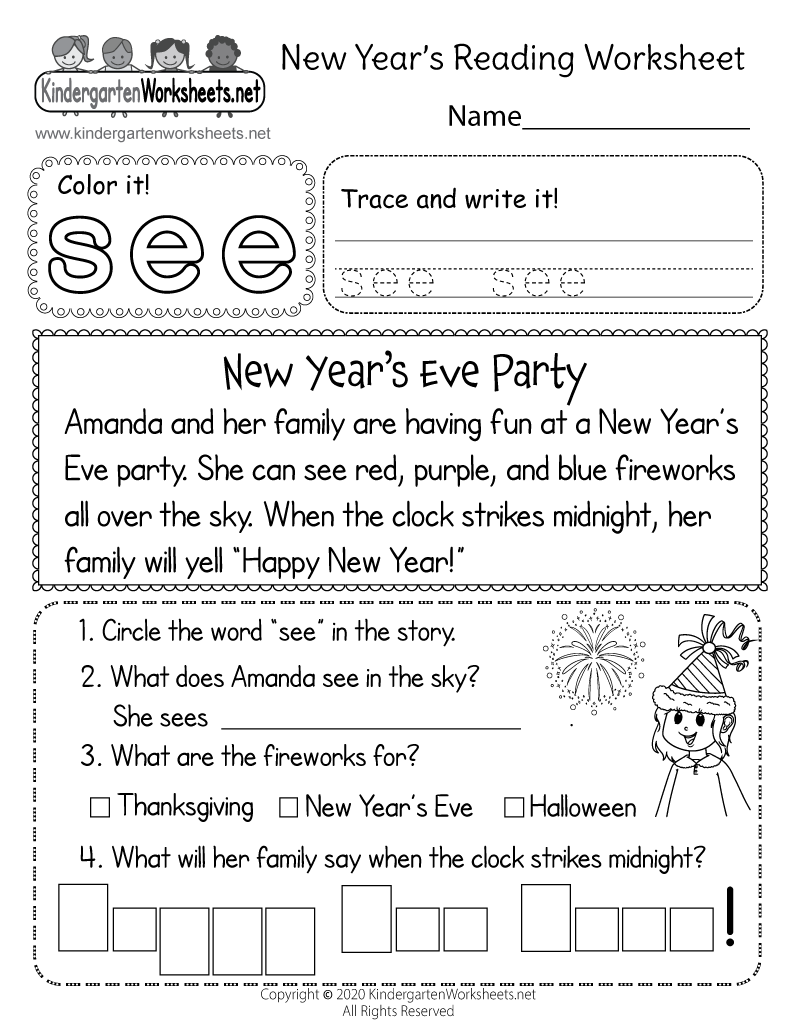 New Year s Reading Worksheet Free Printable Digital U0026 PDF